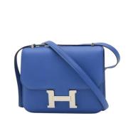 Pre-owned Leather shoulder-bags Hermès Vintage , Blue , Dames