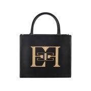 Zwarte Handtas met Geborsteld Effect Rits Elisabetta Franchi , Black ,...