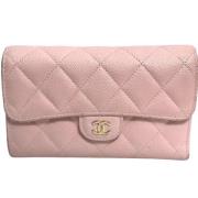 Pre-owned Leather wallets Chanel Vintage , Pink , Dames