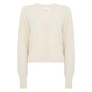 Beige Cashmere Vest Voorkant Knoop V-Hals Absolut Cashmere , Beige , D...