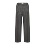 Grijze Flanel Melange Wijde Pijp Broek Part Two , Gray , Dames