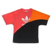 Colorblock Tee Heren T-shirt Zwart/Oranje Adidas , Multicolor , Heren