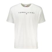 Korte Mouw Logo Geborduurd T-Shirt Wit Tommy Hilfiger , White , Heren