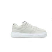 Witte leren sneakers met logoprint Miu Miu , White , Dames