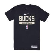 Milwaukee Bucks Basketbal Oefen Tee Nike , Black , Heren