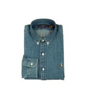 Denim Sportoverhemd Lange Mouw Ralph Lauren , Blue , Heren