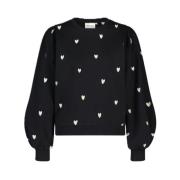 Hartprint Ballonmouw Sweater Fabienne Chapot , Black , Dames