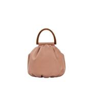 Vintage leren handtas met acryl handvat Malababa , Beige , Dames