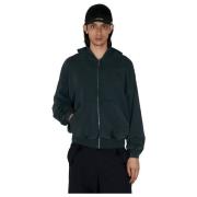 Katoenen Fleece Rits Hoodie 032c , Black , Heren