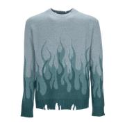 Vlammen Oversized Crew Neck Sweater Groen Vision OF Super , Green , He...