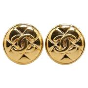 Pre-owned Metal earrings Chanel Vintage , Yellow , Dames