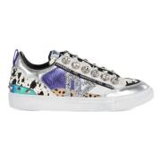 Leren Sneakers met Maxi Strass Emanuelle Vee , Gray , Dames