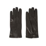 Zwarte Lamsskin Gebreide Wol Handschoenen Loro Piana , Black , Unisex