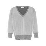 Zilveren Lurex Wollen Trui Le Tricot Perugia , Gray , Dames