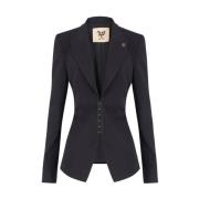 Zwarte Blazer met Taille Ruches Aniye By , Black , Dames