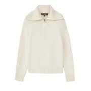 Witte Cashmere Half-Zip Sweater Loro Piana , White , Dames