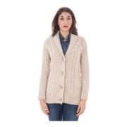 Beige Cardigan met Lange Mouwen en Logo Fred Perry , Beige , Dames