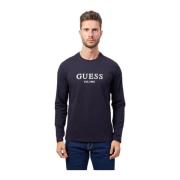 Lange mouw T-shirt Guess , Blue , Heren