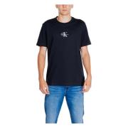 Zwarte Ronde Hals T-shirt voor Mannen Calvin Klein Jeans , Black , Her...