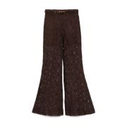 Bruine katoenen broek met kantdetails Zimmermann , Brown , Dames