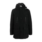 Zwarte Gewatteerde Hoodiejas Woolrich , Black , Heren