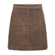 A-lijn Rok Walnoot Kwaliteit Elastische Taille Part Two , Brown , Dame...