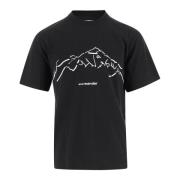 Grafische Logo Print Katoenen T-shirt Zwart And Wander , Black , Heren