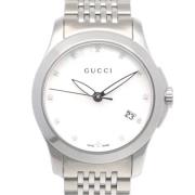 Pre-owned Stainless Steel watches Gucci Vintage , White , Dames