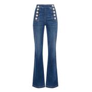 Vintage Blauwe Palazzo Jeans Elisabetta Franchi , Blue , Dames