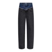 Zwarte Block Jeans met Wijde Pijpen Co'Couture , Black , Dames