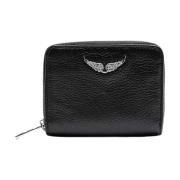 Mini ZV Grained Leather Portemonnee Zadig & Voltaire , Black , Dames