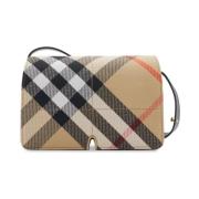 Geruite Patroon Schoudertas Burberry , Beige , Dames