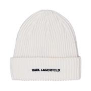 Logo-geborduurde wollen blend beanie Karl Lagerfeld , White , Heren