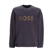 Katoen Logo Sweater - Klassiek Model Hugo Boss , Gray , Heren