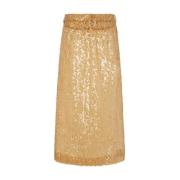 Bruine Paillet Mesh Midi Rok Paco Rabanne , Yellow , Dames