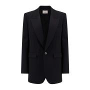 Wollen Blazer met Peak Revers Saint Laurent , Black , Dames