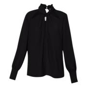 Zwarte Blouse met Strik Kraag Liu Jo , Black , Dames