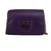 Love Birds Diamond Cut Leren Tas Pinko , Purple , Dames