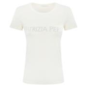 Wit Logo T-shirt met Strass Patrizia Pepe , White , Dames