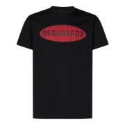 Zwarte T-shirts en Polos met Logo Print Dsquared2 , Black , Heren