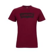 Rood Logo Katoenen T-shirt Levi's , Brown , Heren