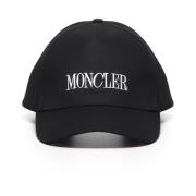 Zwarte Logo Hoeden Verstelbare Sluiting Moncler , Black , Heren