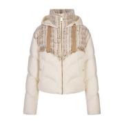 Witte Gebreide Donsjas met Tweed Khrisjoy , White , Dames