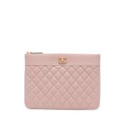 Pre-owned Leather clutches Chanel Vintage , Pink , Dames