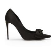 Zwarte Satijnen Stilettohak met Strik Dolce & Gabbana , Black , Dames