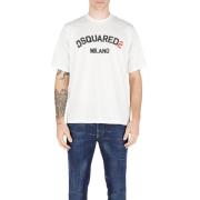 Stijlvol Los Print Top Dsquared2 , White , Heren