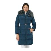 Lange Puffer Jas Guess , Blue , Dames