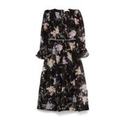 Zwart Bloemenprint Linnen Jurk Zimmermann , Black , Dames