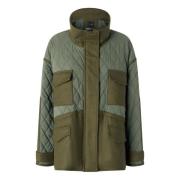 Groene Bimateriaal Parka Jas Pinko , Green , Dames