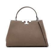 Eleanor Leren Satchel Tas - Beige Tory Burch , Brown , Dames